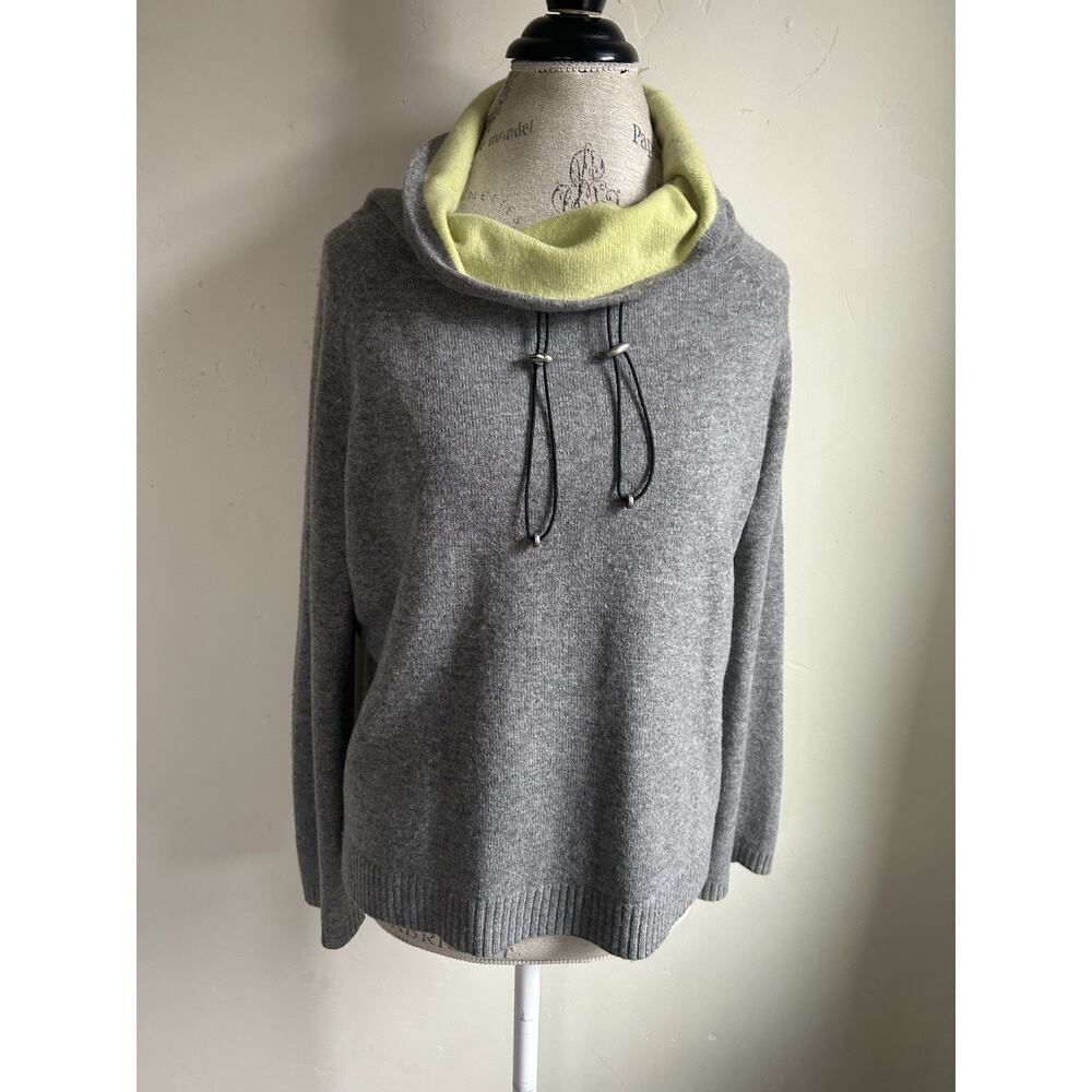 Lisa Todd Cashmere Merino Wool Sweater Women’s M Gray Cowl Neck Zip Knit MINT - Picture 10 of 13